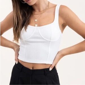 ZARA white bustier corset style crop tank top